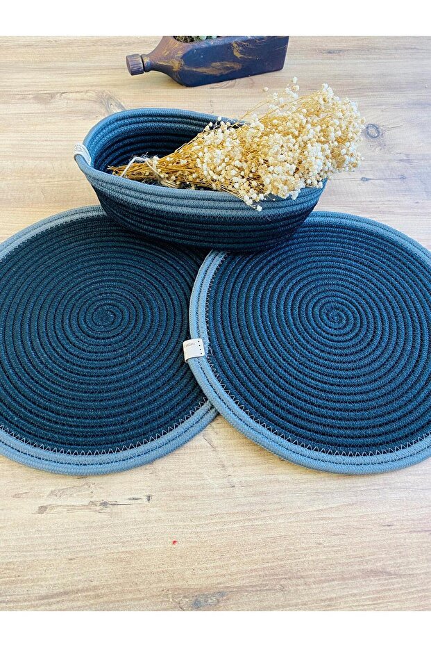 Presentation Plate Mat Jute Placemat American Serving and Basket Set 3 Pieces
