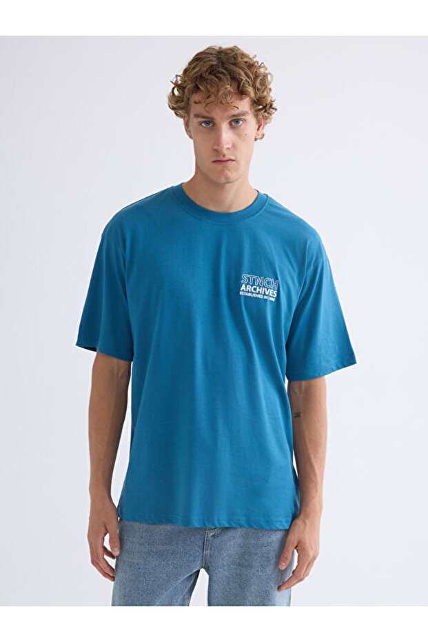 Esvab • Modern & Distinctive Zero Roba Collar Printed Combed Cotton Men's T-Shirt