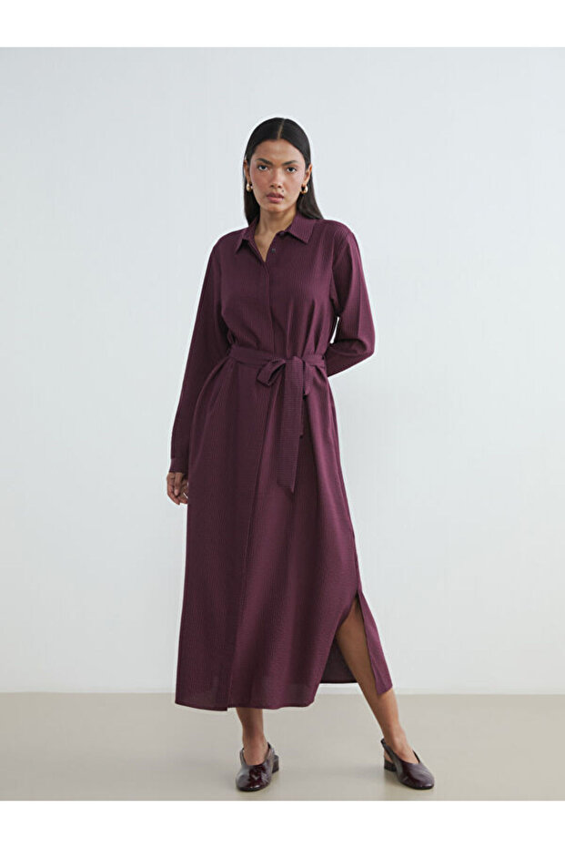 Striped Belted Shirt Dress