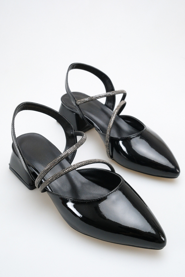 Napoli Women's Patent Leather Heeled Ballerina Shoes – 5 cm Heel, Casual and Office Chic 1105