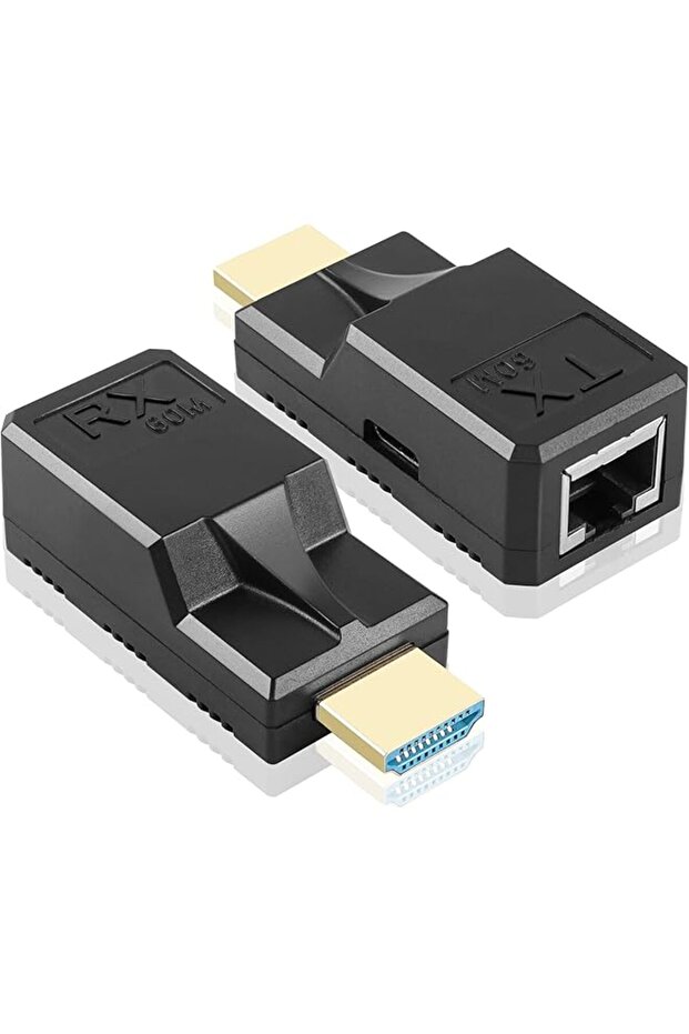 HDMI to RJ45 1080P HDMI to RJ45 Cable Extender Converter, with Type-C Charging Cable, up to 60m Exte