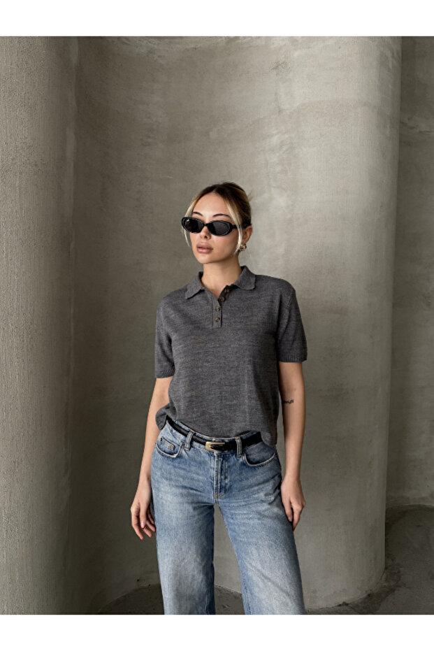 Polo collar thin sweater - 1