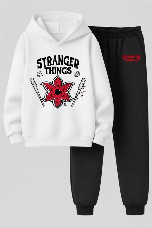 Stranger Things Printed 3-Yarn Quality Sweatshirt and Sweatpants Children's Top-Bottom Set
