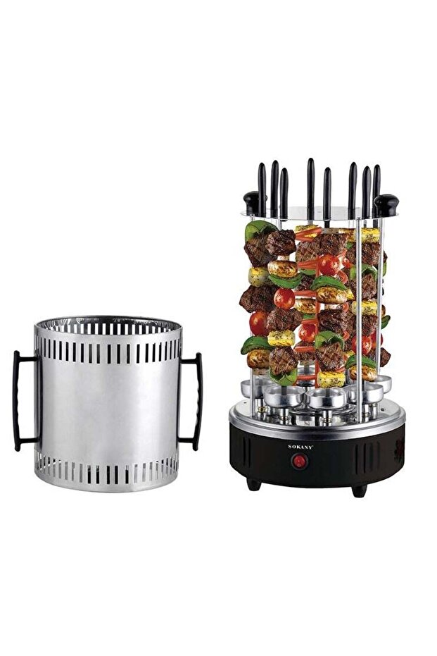 BBQ Electric Grill | 360° Rotating Oven | Automatic Timing | Stainless Steel | Smokeless Fe
