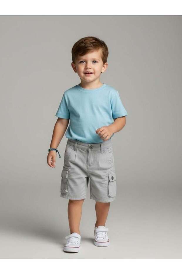 Baby Boy Cotton Linen Fabric Cargo Pocket Shorts