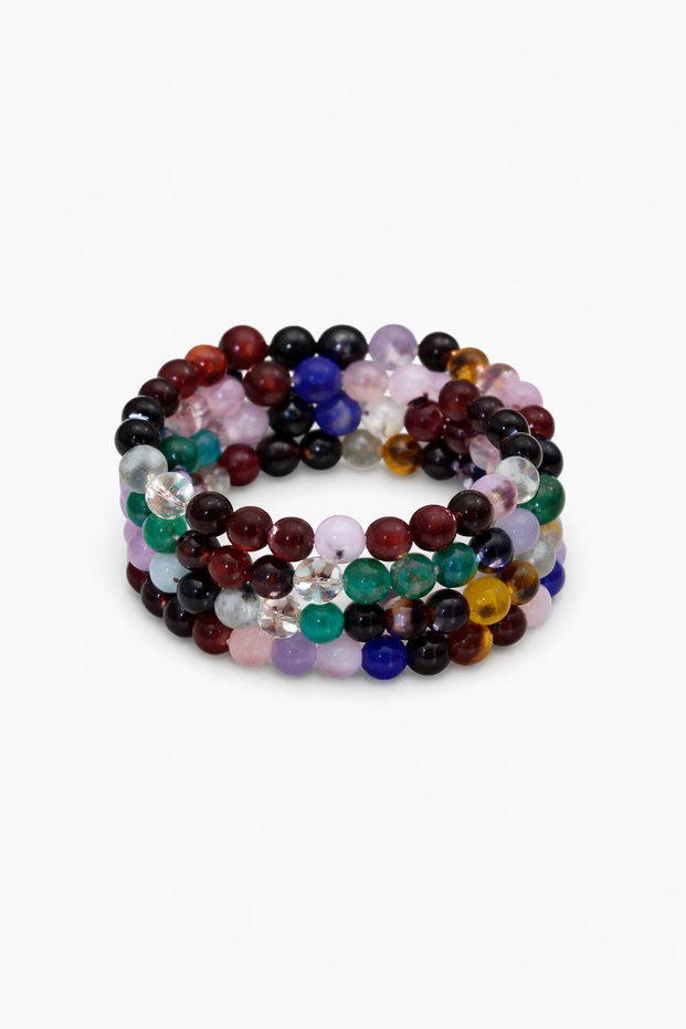 Natural Stone Bracelet – Tiger's Eye and Amethyst – Multicolored (1 Piece)