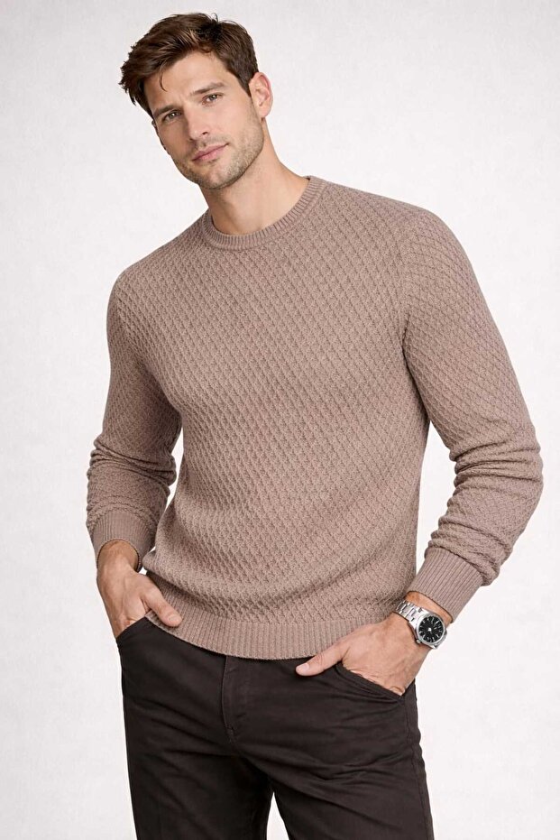 BİSİKLET YAKA ÖRME TRİKO KAZAK - 1