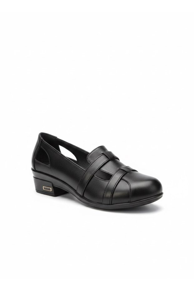 Women's Short Heeled Leather Shoes Z667