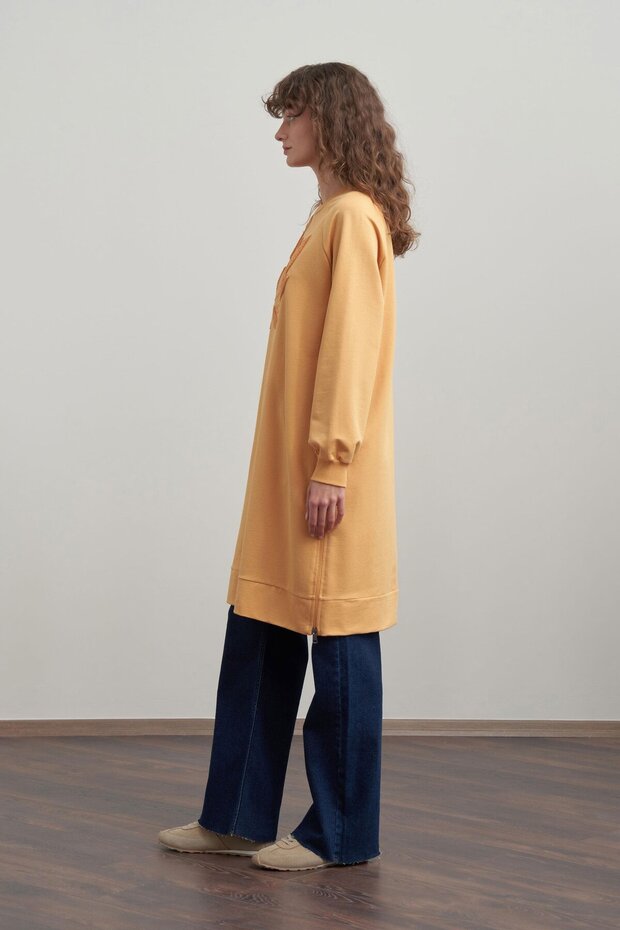 تونيك من القطن بنقشة أوراق الشجر - 5