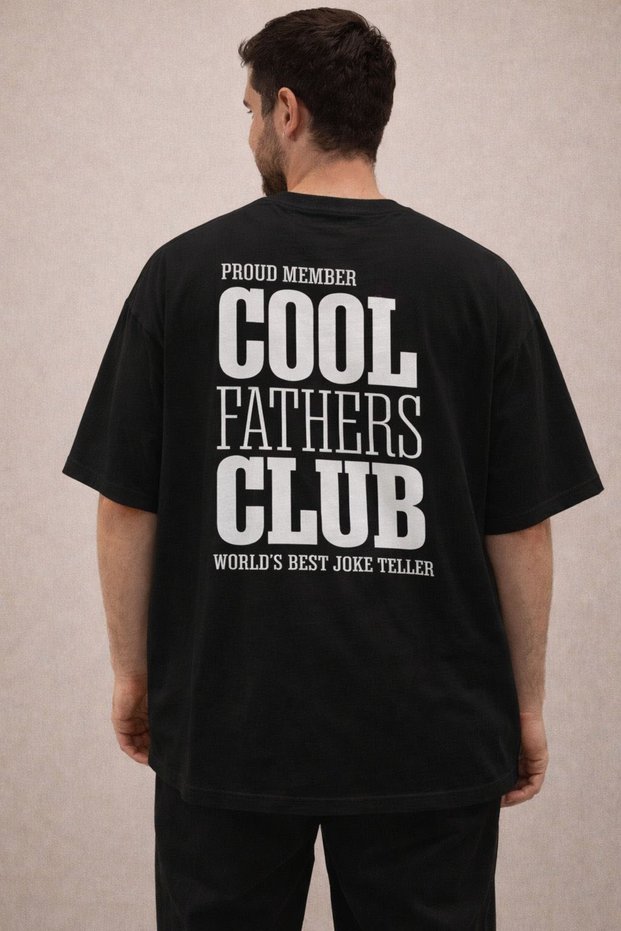 Cool Father Club Dad Printed Crew Neck Black T-Shirt T-Shirt
