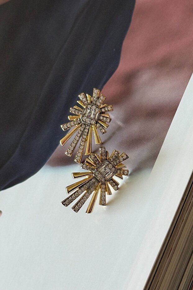 Vip Two Color Zircon Stone Earrings