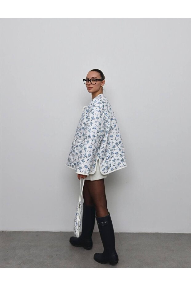 Patchwork Çiçek Desenli Ceket - 3