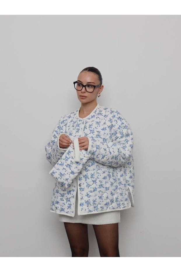 Patchwork Çiçek Desenli Ceket - 1