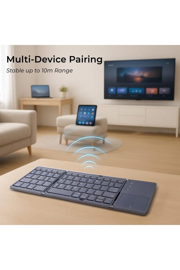 لوحة مفاتيح بلوتوث قابلة للطي مع لوحة لمس - 1