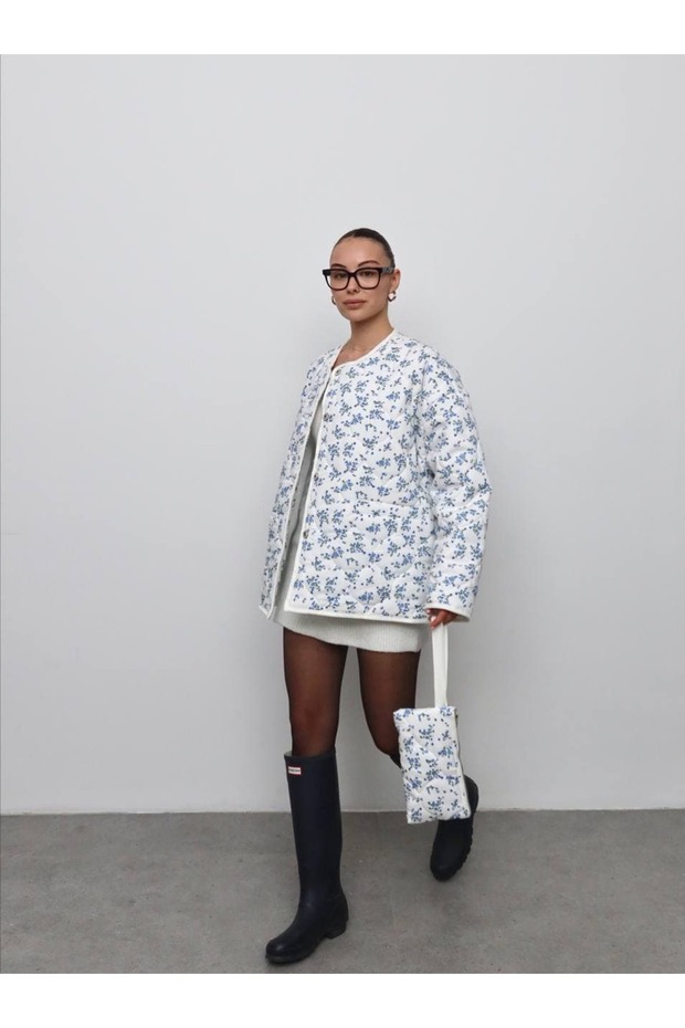 Patchwork Çiçek Desenli Ceket - 4