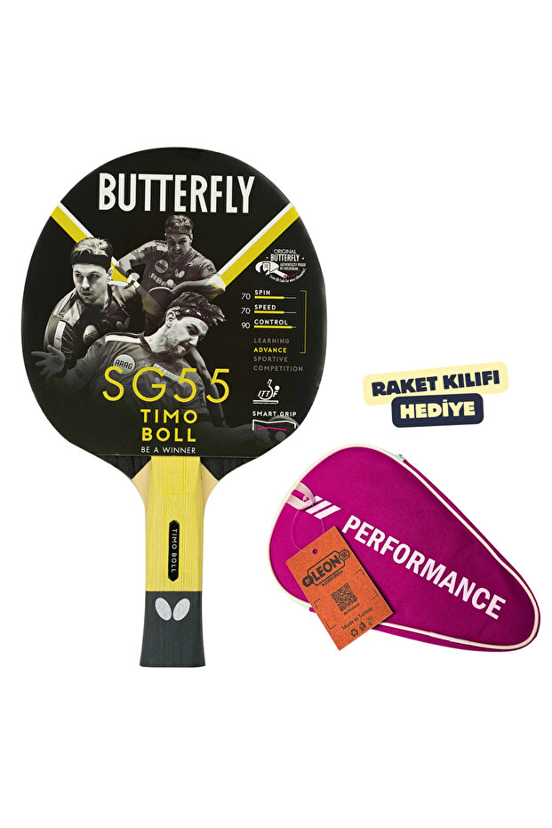Timo Boll Sg 55 Smard Grip Table Tennis Racket Ittf Approved - with Racket Cover