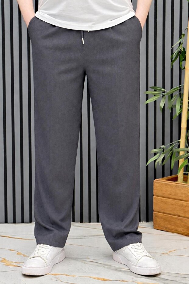 Men's Summer Fabric Baggy Trousers with Elastic Waist