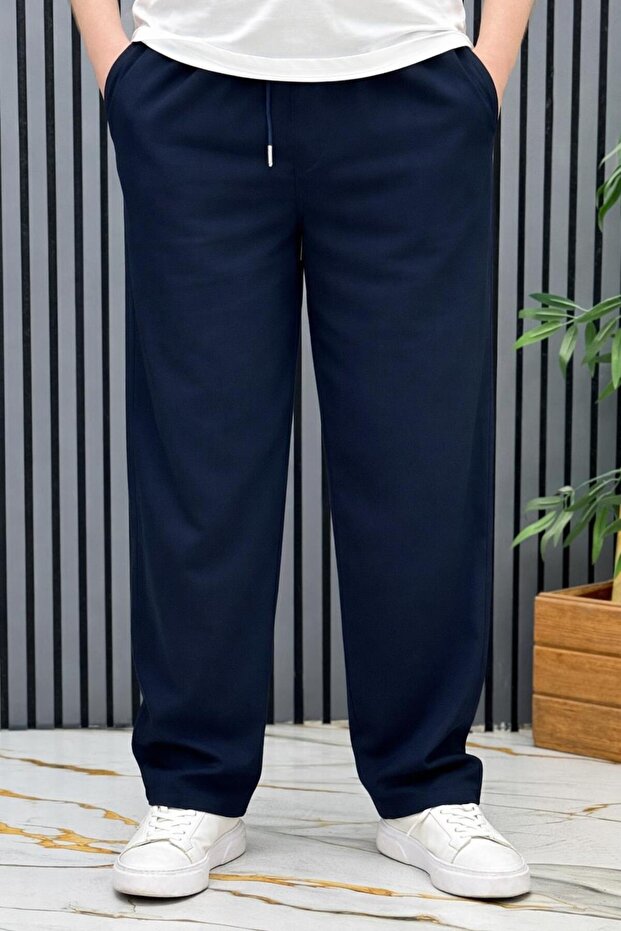 Men's Summer Fabric Baggy Trousers with Elastic Waist