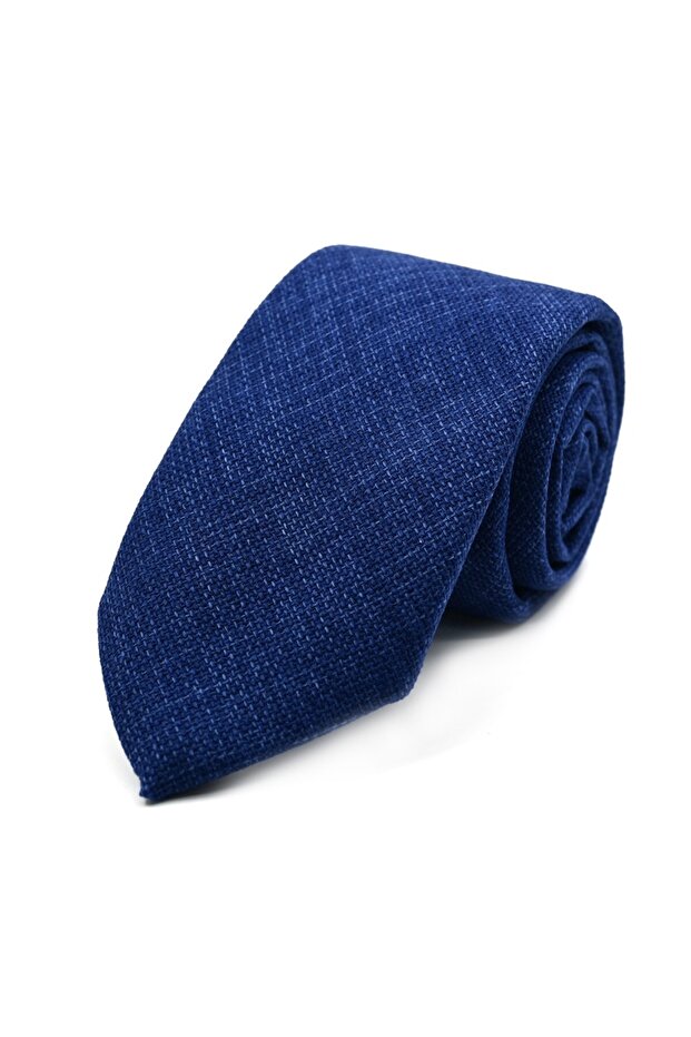 Blue Plain Linen Tie 32885 Blue