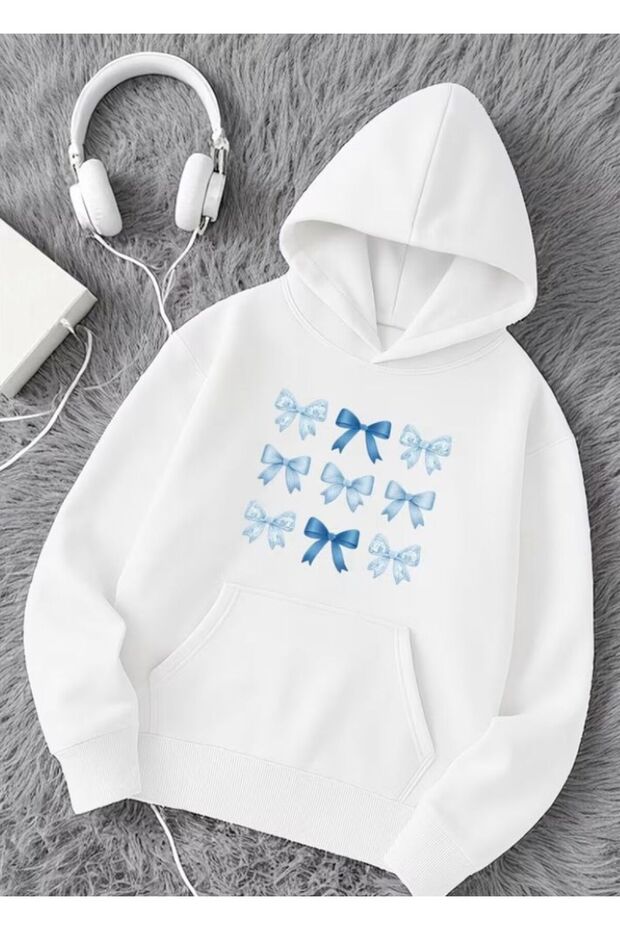 Unisex Men'S/Women's Colorful Ribbon Custom Printed Cotton Oversize Hooded Sweatshirt
