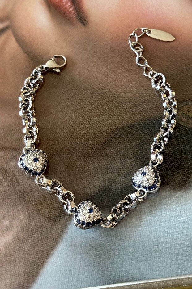 Xuping silver color heart model zircon stone id bracelet