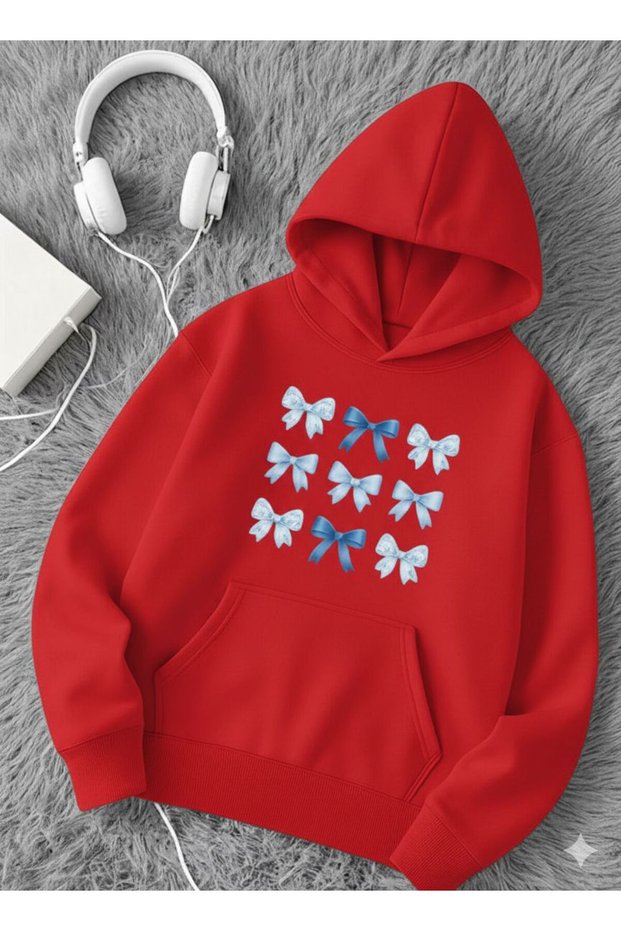 Unisex Men'S/Women's Colorful Ribbon Custom Printed Cotton Oversize Hooded Sweatshirt
