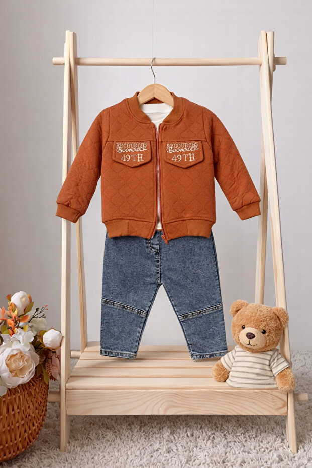 Denim 3-Piece Baby Boy Set with Pocket Detail