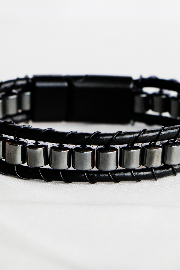 Handmade Hematite Natural Stone Men's Bracelet, Valentine's Day Gift