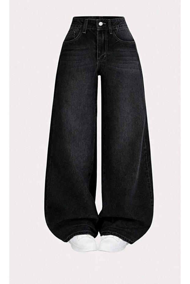 Women's Black Color Baggy Denim Pants