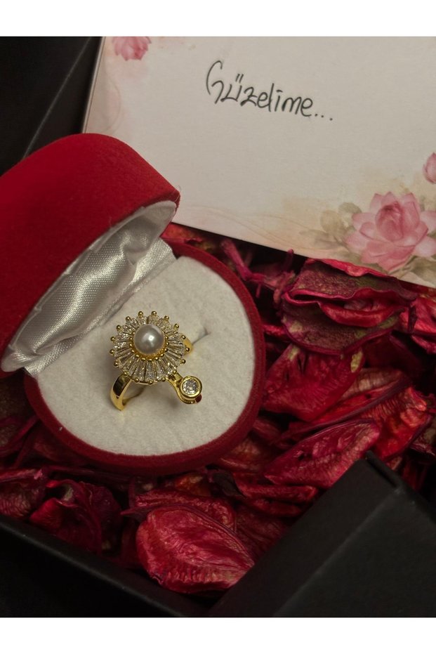 Vip Model Rotatable Adjustable Gold Flower Heart Stress Ring in Box