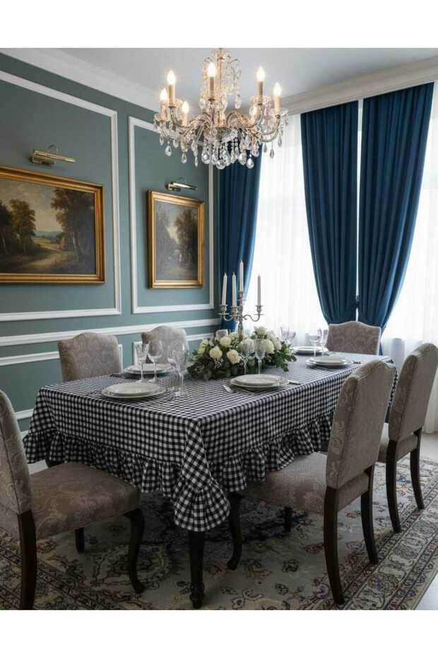 مفرش طاولة منقوش بتصميم كشكش - 2