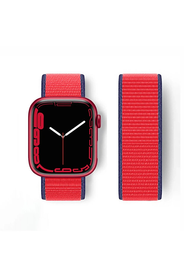 Mey Import ® Watch 42mm Mesh Hook and Loop Strap - Red
