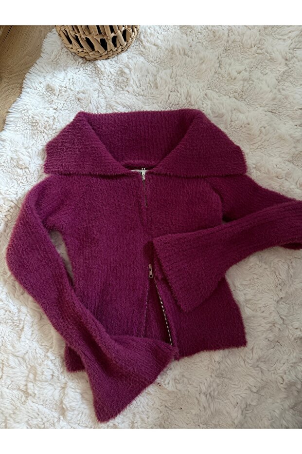 Mürdüm Fermuarlı Triko - 2