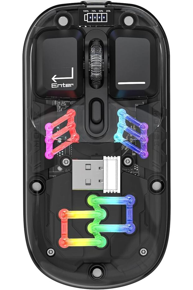 Nexahive Fassion Wireless Mouse, 3 DPI Levels, 2.4G & Bluetooth, Type-C, Rechargeable, RGB Water-Coo