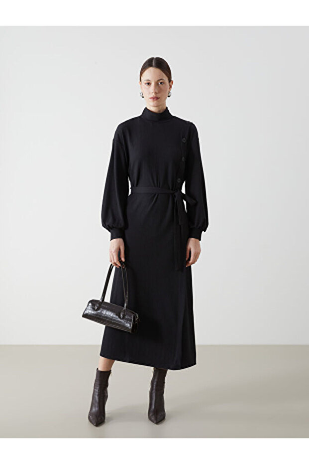 Esvab • Modern & Distinctive Stand Collar Textured Dress