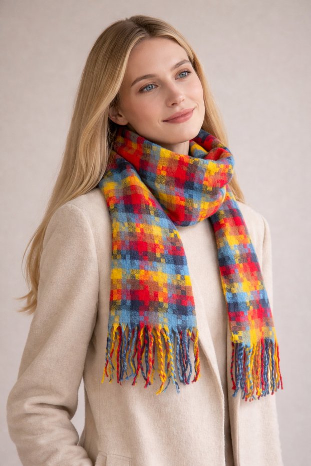 Tasseled Scarf Women's Soft Textured Soft Shawl - Winter Colorful