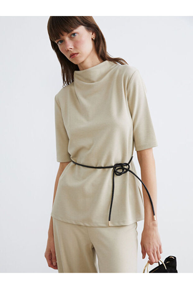 Uzg Store's High-Style Roba Collar Waist Belted Blouse for Style Enthusiasts