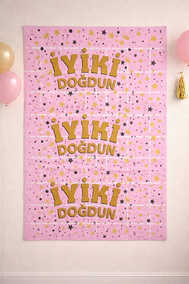 Happy Birthday Printed Metallized Backdrop Curtain Birthday Party Set Decoration