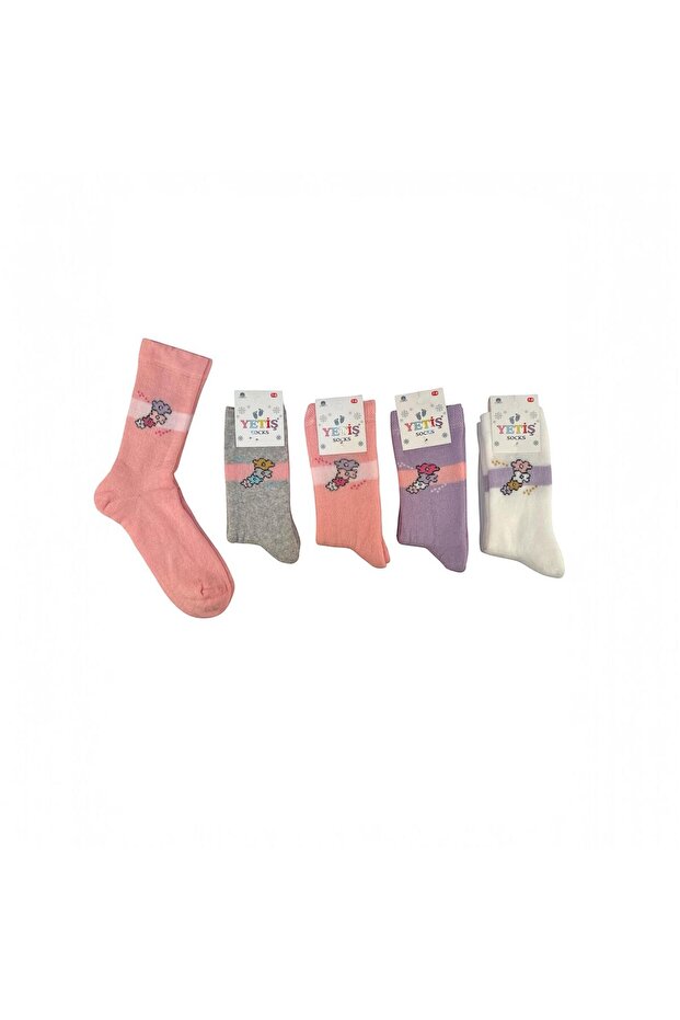 4 Pairs of Toeless Patterned Cotton Winter Thick Terry Children's Socks