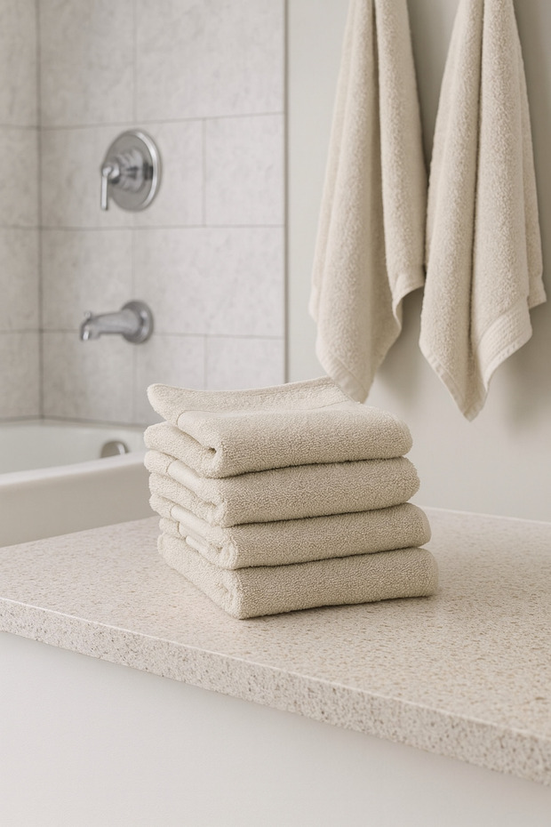 4-Piece 100% Cotton Towel Set 40X70 cm Light Beige
