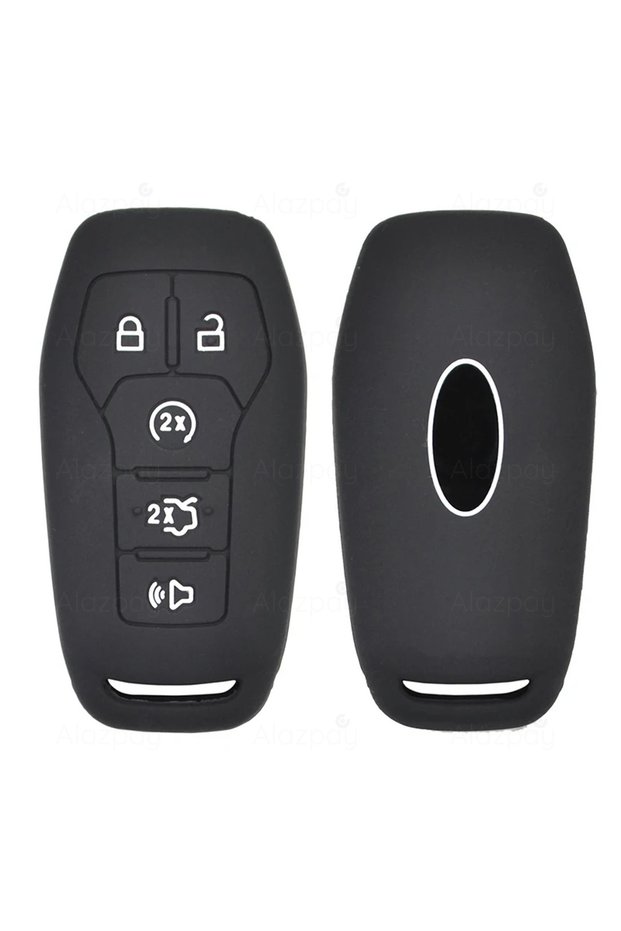 Ford Compatible Fusion, Mondeo, Explorer, Mustang, F150 Flat Silicone Key Cover (Black and White)