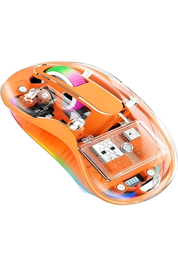 Nexahive Transparent Wireless Mouse M333, Silent Design, Type C Charging Port, USB, BT5.1, RGB light