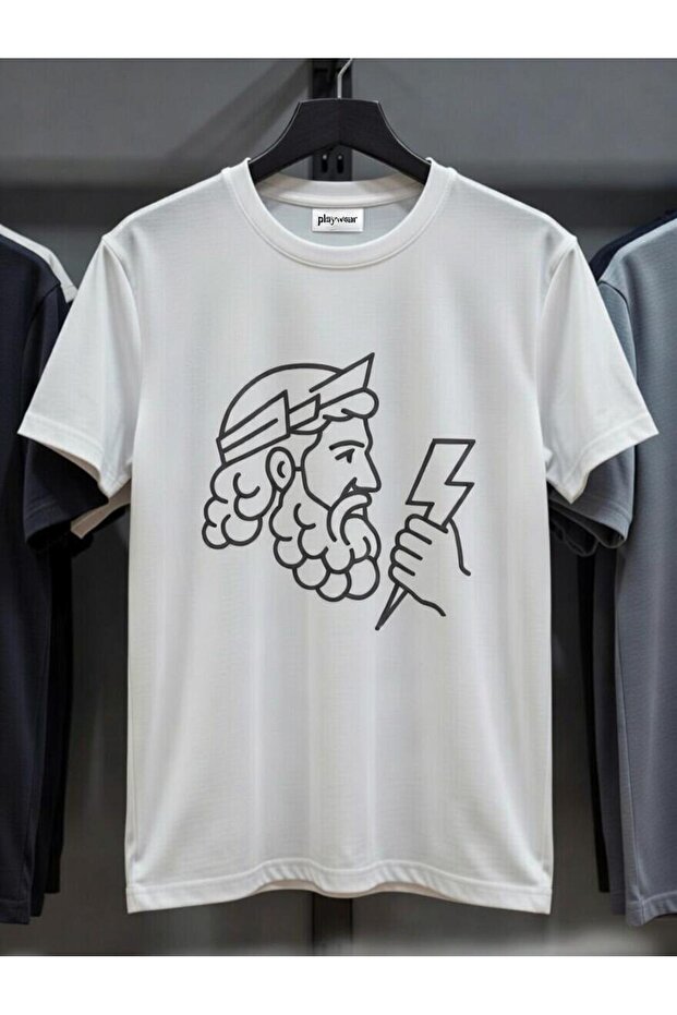 Play Wear Unisex Round Neck Printed T-Shirt Zeus Lightning