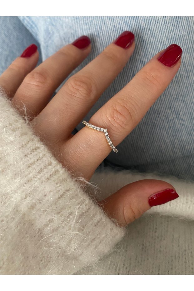 Limited Edition - Women's Ring with Row of Zircon Stones and Bottom Setting