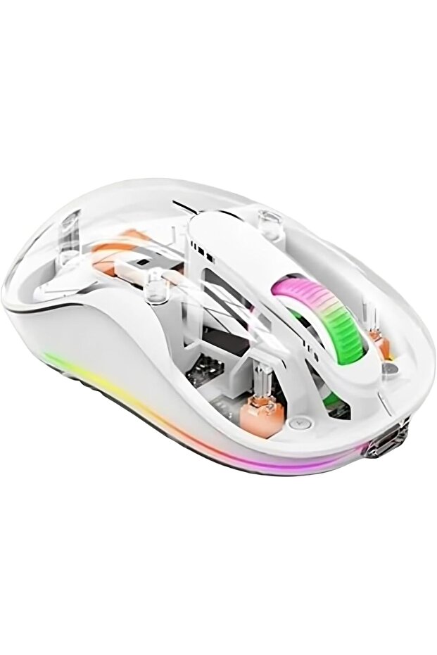 Nexahive Transparent Wireless Mouse M333, Silent Design, Type C Charging Port, USB, BT5.1, RGB light