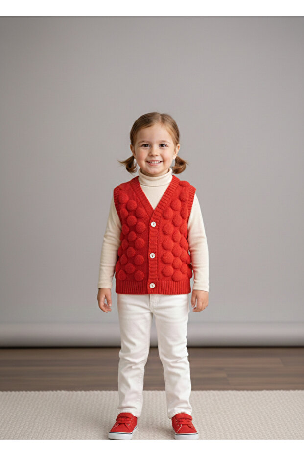 Yumoş Bubble Patterned Knitwear Baby Kids Vest