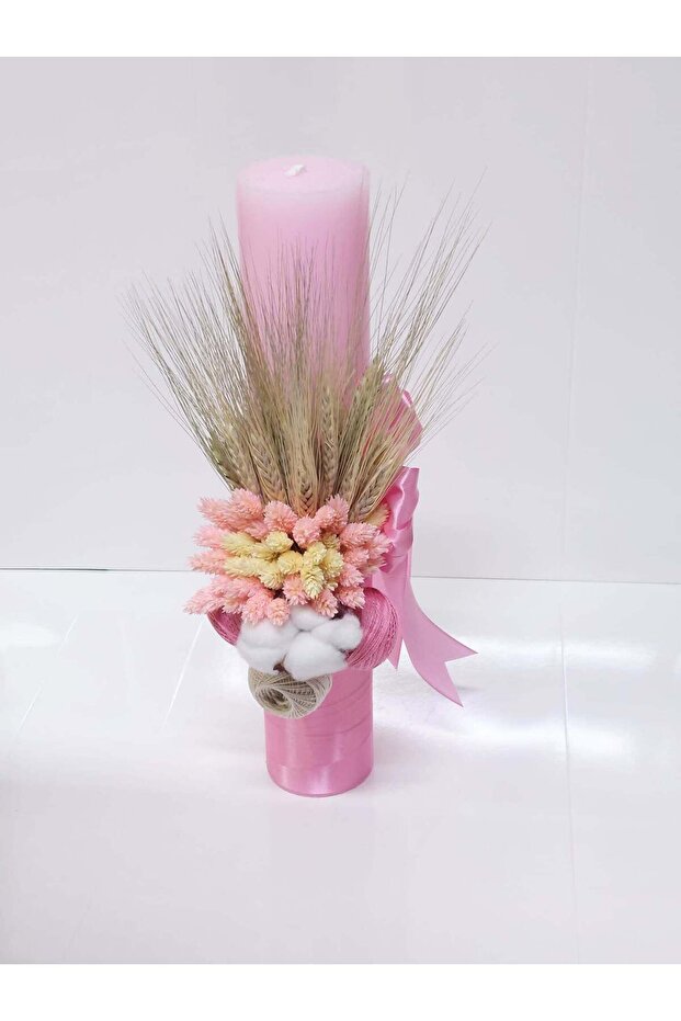 COLORED baptism candle - pink - 1