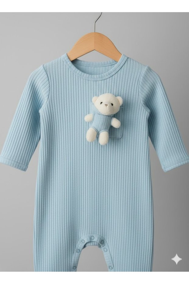 Baby Boy Jumpsuit with Little Sweet Teddy Bear Accessories - Tuffy