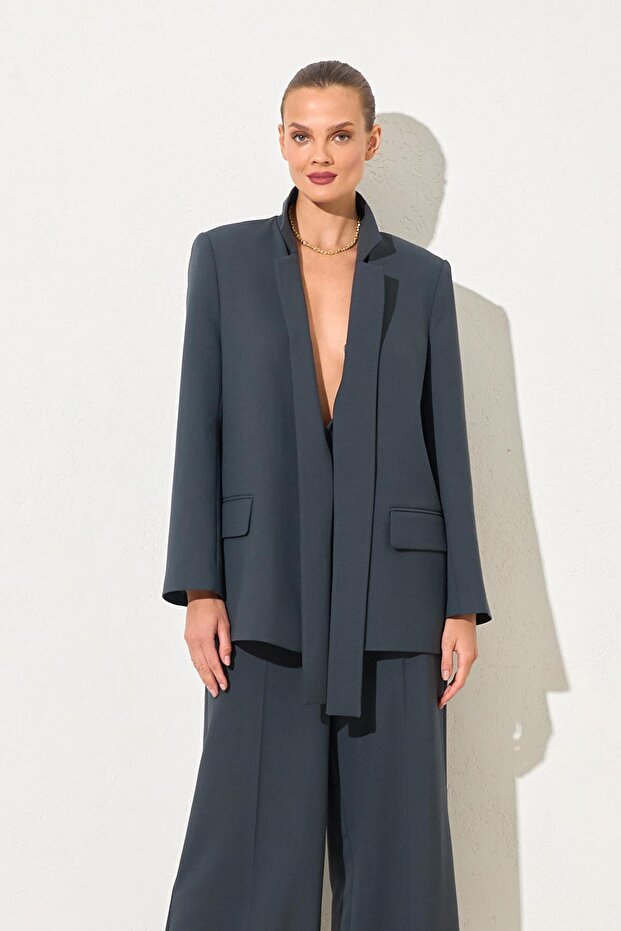 Petrol -Collar Detailed Jacket