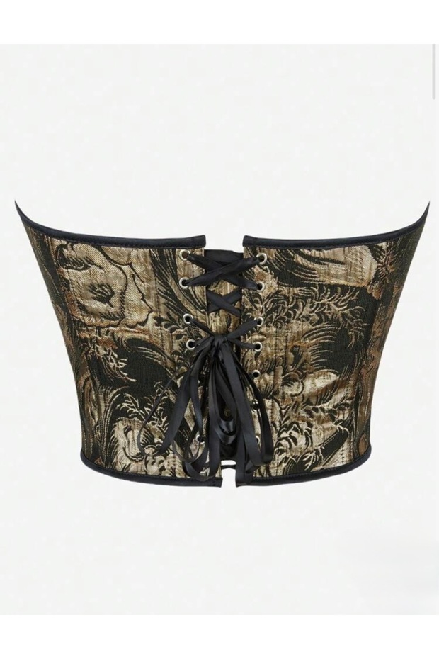 Gold Patterned Bustier Corset - 2